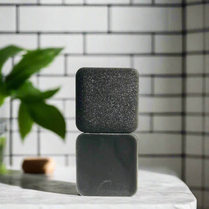 Cosmic Charcoal Crescendo Natural Soap Two Stacked Front and Back Side